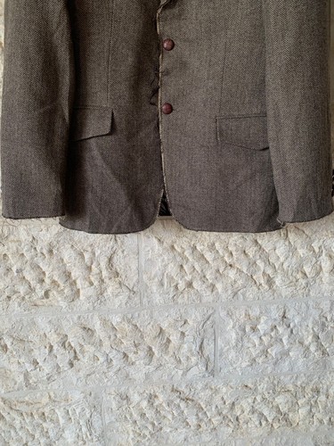 Giacca blazer marrone spina di pesce misto lana stile raro unico 38R - Foto 4 di 10