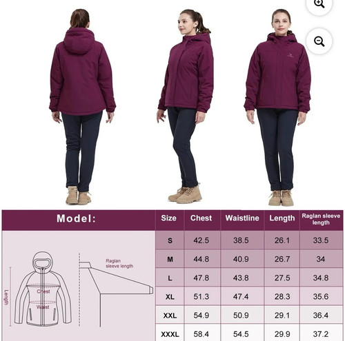 CAMEL CROWN Damen M Skijacke wasserdicht warm Winter Schnee Mantel Kapuze lila - Bild 4 von 4