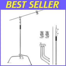 Stable Heavy Duty C Stand with Adjustable Height and Boom Arm for Photographers