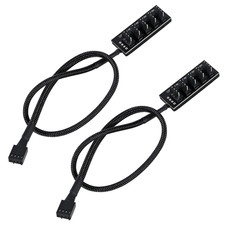 2-Pack 4-Pin PWM Fan Hub - 1 to 5 Way Splitter Power Supply Cable for PC Motherb