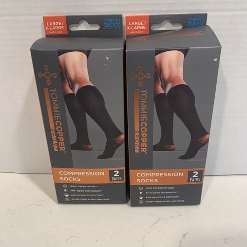 4 Pairs Tommie Copper Sport Black Compression Socks Size Large / XL 4 Pairs NEW - Picture 1 of 4