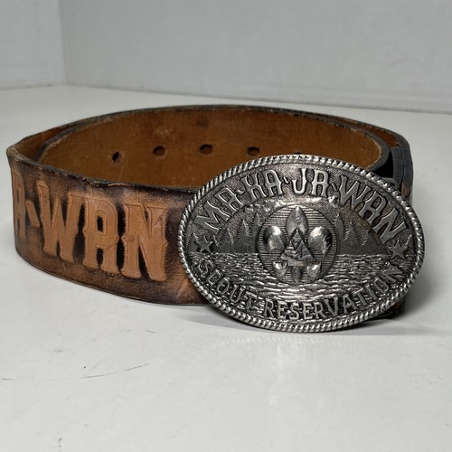 Ma-Ka-Ja-Wan Scout Reservation Camp Belt With Buckle Vintage Lewis Leather