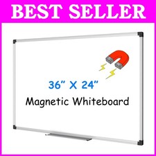 36x24 Magnetic Whiteboard with Aluminium Frame  Marker Tray