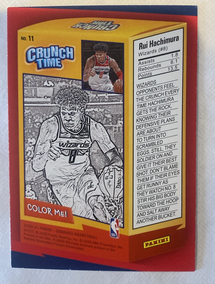 2020-21 Donruss Rui Hachimura Crunch Time Gold Press Proof LA Lakers - Image 2 of 2