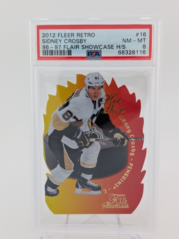 2012-13 Fleer Retro Flair Showcase Hot Shots Sidney Crosby PSA 8