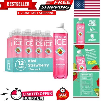 Zero Sugar Kiwi Strawberry Sparkling Water - Antioxidant-Rich Beverage, 12 Pack