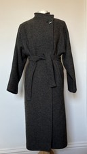 BHS Vintage Pure New Wool Green Belted Coat Size 14