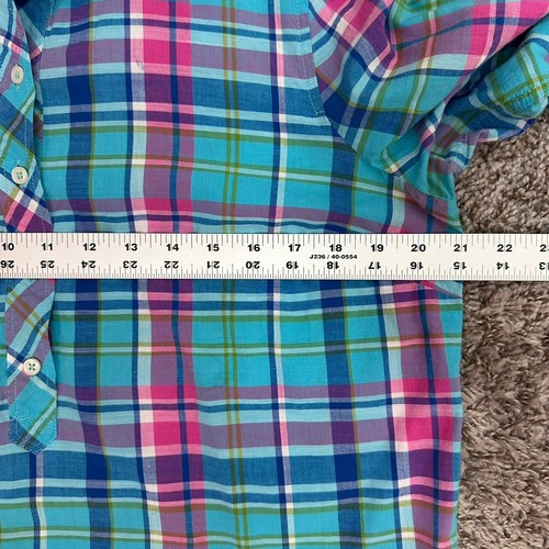 Talbots Button Up Classic Madras Shirt Women L Pink Plaid Cotton Preppy - Bild 8 von 9