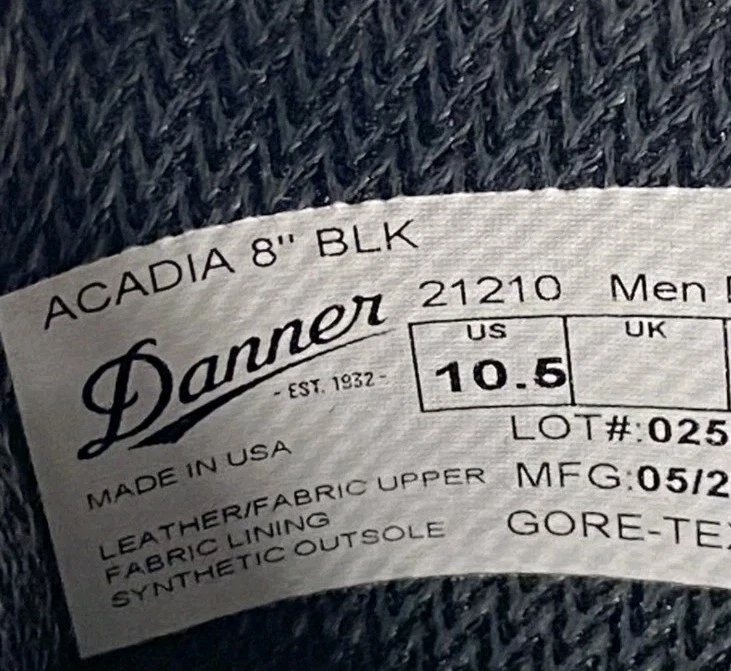 Botas de trabajo impermeables Danner 10.5 Acadia 8" de cuero negro para hombre 21210 Foto 4 de 4