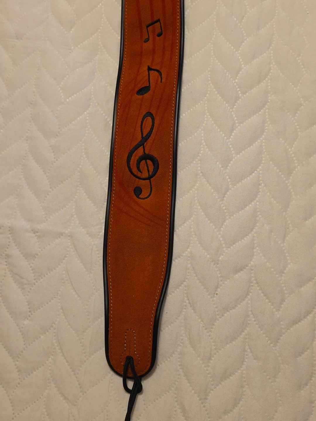 Melede Suede Leather Guitar Strap Orange Treble Clef New 