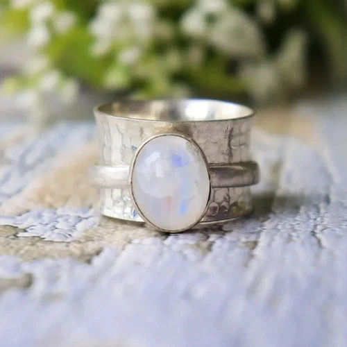 Moonstone Ring, Spinner Ring, Thumb Ring, 925 Silver Ring, Natural , ,All Size