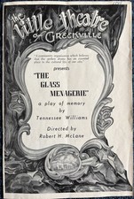 Joanne Woodward The Glass Menagerie Rare vtg Theatre Playbill 1949 Greenville SC
