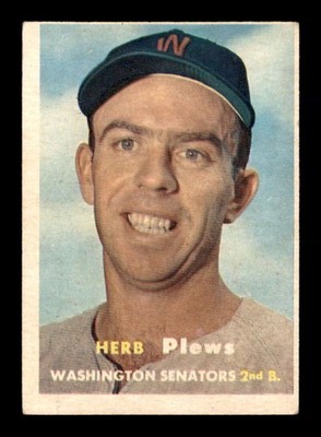 1957 Topps #169 Herb Plews RC VG/VGEX X3529980