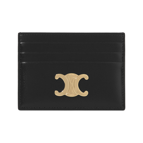 Celine Triomphe Card Holder in Shiny Calfskin Black 10L833DPV-38NO Authentic