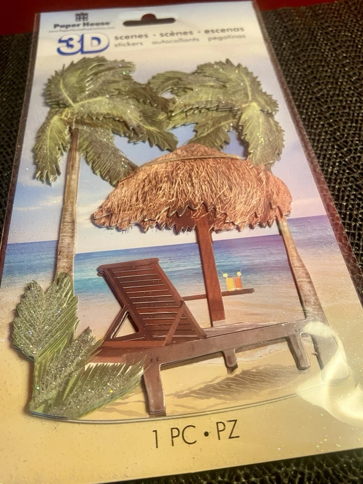 Pegatina álbum de recortes vacaciones tropicales sol diversión 3D casa de papel día en la playa Foto 3 de 3