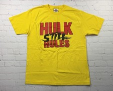 Vintage 2002 AAA Hulk Hogan WWF Hulk Still Rules Yellow T-shirt Size Large