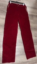 Sz 30 X 35 60s 70s Blood Red Corderoy Pants High Waist Rise Wide Leg Retro Vtg