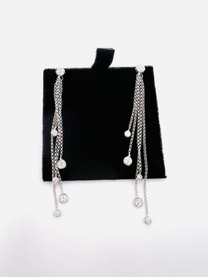 14k Weißgold Tecnigold 5 Strang Hänger Kabel Kette Struktur Ohrring Stecker 3''