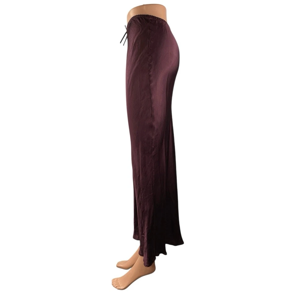 Miss Selfridge Red Burgundy Silk Satin High Waisted Pencil Midi Slip Skirt Sz XS - Image 2 of 4