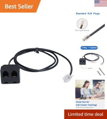 Universal Telephone Training Adapter RJ9 Headset Splitter Plug