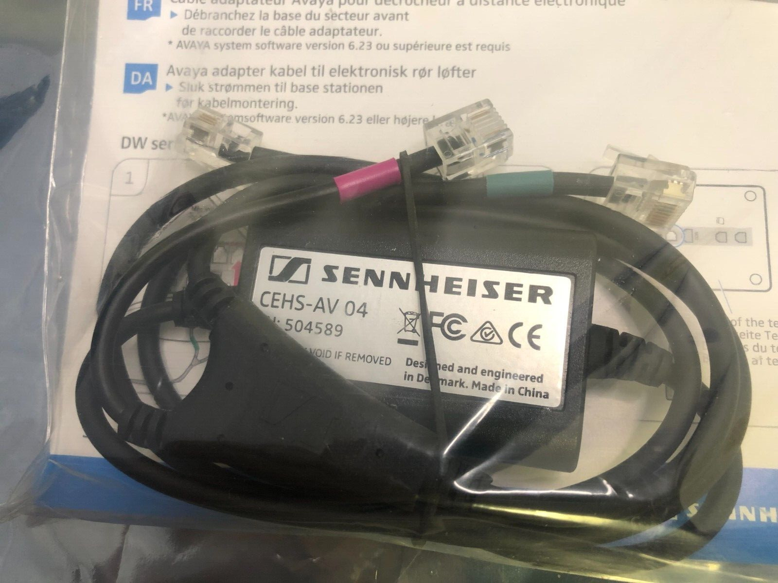Sennheiser CEHS-AV 04 Male to Male 1m RJ12 & RJ9 to RJ45 Avaya Adapter