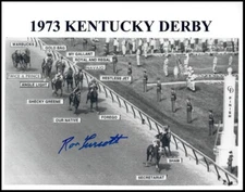 Secretariat - Ron Turcotte signed 8X10 wide angle Kentucky Derby photo + COA