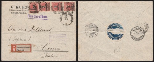 1923 GERMANY INFLATION - ENVELOPE RECOMMENDED BY GMUND TO COMO
