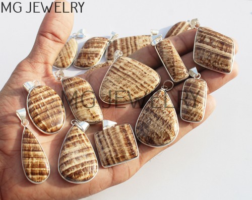 10 Pcs Moonstone Labradorite & Mix Gemstone Bezel Pendants Lot 925 Silver Plated - Picture 96 of 138