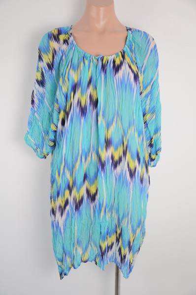 Witchery Dress Womens Size XS Blue Green Kaftan Shift Short Sleeve Beach
