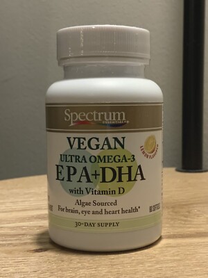 Spectrum Essentials Vegan Ultra Omega-3 EPA DHA w/ Vitamin D, 60 Softgels