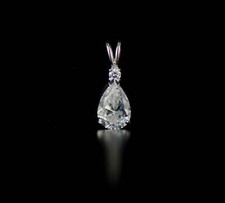 14k White Gold Pear CZ Birthstone Pendant