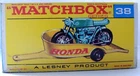 Matchbox Lesney No 38 Honda M/ Cycle & Trailer  Empty Repro F style Box