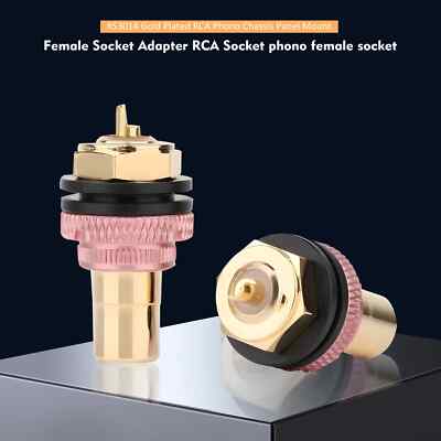 8PCS Gold Plated RCA Socket Phono Chassis Panel Hi-Fi Amp RCA Female Connectors