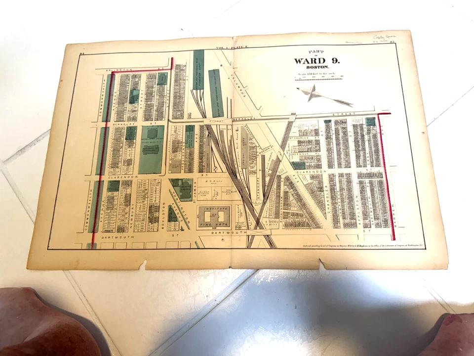 BOSTON  ANTIQUE Detailed street plan of part of Back Bay&  South End 151 yrs ago - Image 4 of 4