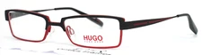 HUGO BOSS HG15591 BK Black Red Womens Rectangle Eyeglasses 51-17-140 B:26