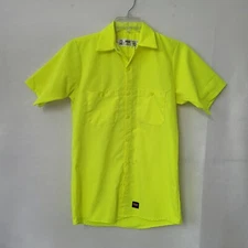 Red Kap Shirt Mens S Fluorescent Yellow Enhanced Visibilty Ripstop UPF40 Pockets