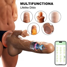 5-in-1 Realistic Thrusting Dual Dildo Vibrator G-Spot Licking Rotating Heating