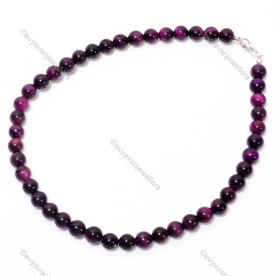 Presente para ela estrela roxa olho de tigre colar ajustável com miçangas prata 925 - Imagem 3 de 4