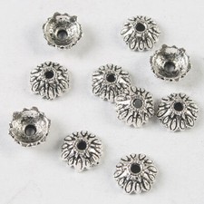 40pcs Dark Silver Tone Flower Bead Caps 8.8mm H3916