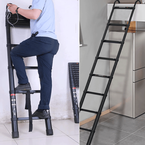 Extendable Telescopic Ladders 3.2M-6.2M Folding Loft Ladder w/Hook Multi-Purpose - Picture 7 of 17