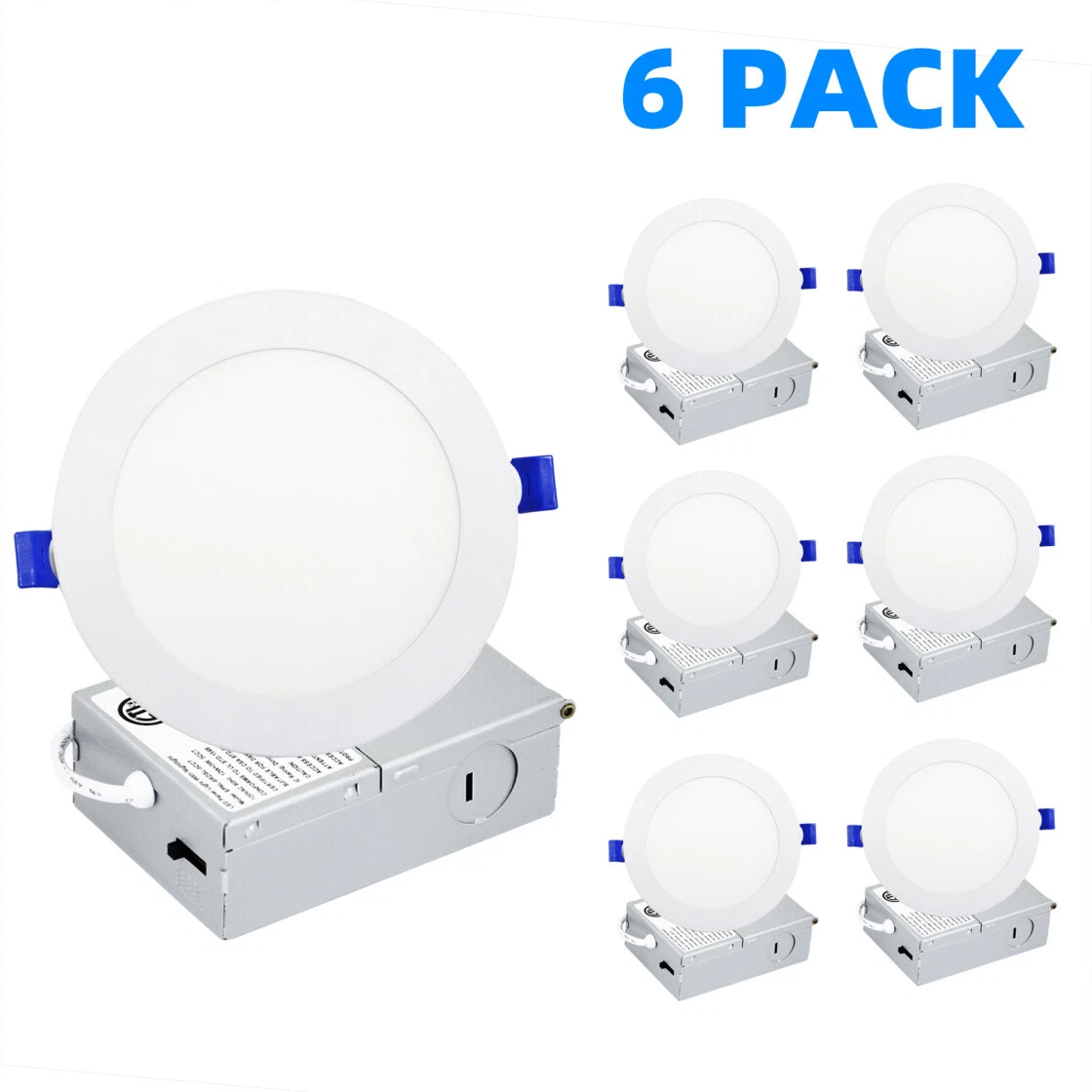 6 12 Pack 6" Inch Ultra Thin LED Recessed Ceiling Light & Junction Box,US Ship