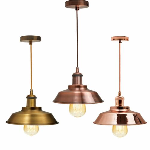 Vintage Industrial Ceiling Pendant Light Retro Loft Style Metal ColourShade Lamp - Picture 1 of 15