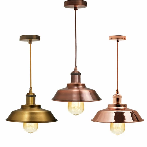 Vintage Industrial Ceiling Pendant Light Retro Loft Style Metal ColourShade Lamp