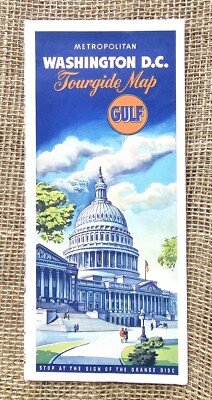 1960s Washington D. C. Tour Guide Street Map Gulf Oil