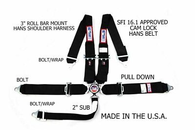 RJS SFI 16.1 5 POINT CAM LOCK ROLL BAR MOUNT HANS NECK DEVICE SEAT BELT 1046101