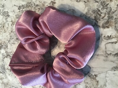 MAUVE pink satin SCRUNCHIE Christmas HAIR ELASTIC Scrunchies stocking stuffer 