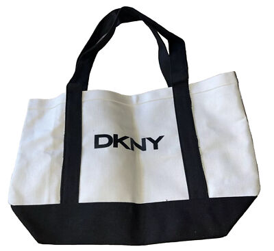 DKNY CANVAS TOTE BAG- BLK/WHT-NWOT
