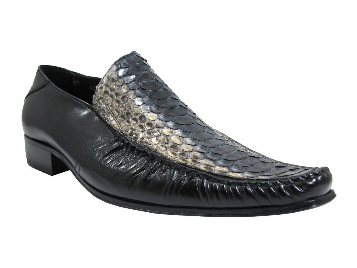 Black and burgundy skin slip on. Made in Italy ToscanaCrocodile 6234 slip on shoes Made in italy main image 4