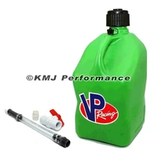VP Fuel Green 5 Gallon Racing Fuel Gas Jug + 1 Fill Hose Shut Off Valve Off Road
