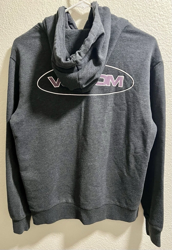 Volcom Para Hombre Pullover Sudadera con Capucha S Gris Sudadera Bolsillos Estampado Gráfico Púrpura Y2k Foto 4 de 4